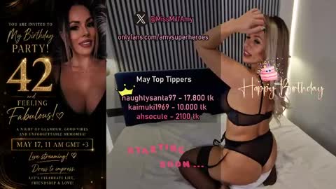 Snapshot of amysuperheroes chatting on May 2026 10:44:02 AM Next stream Dec 3 online show from May 2026 10:44:02 AM