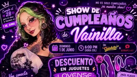 Snapshot of vainilla_l chatting on May 2026 01:22:01 AM Vainilla Independent model online show from May 2026 01:22:01 AM